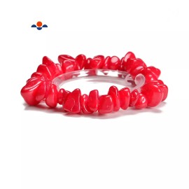 Unbranded Red Jade Chips Bracelet Size 7-17mm 7.5'' Length (7-17mm)