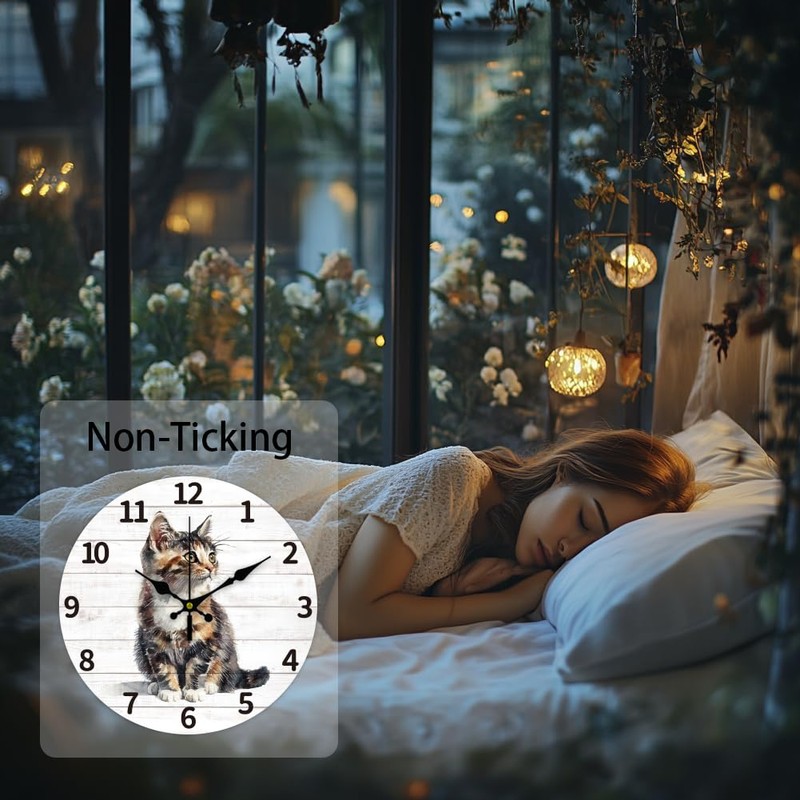 CHGCRAFT Realistic Cat Wall Clock 12 Inch Battery Operated Wall