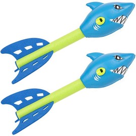ArtCreativity Shark Rockets for Kids, Set of 2, Foam Flying Toys for Boys and Girls with Whistle Sound, Beach, Park, and Backyard Outdoor Fun, Cool Birthday Party Favors, Goodie Bag Fillers