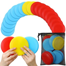 Tasdurian 18 Pcs Mini Flying Disc Game Set 4.6" Interactive Adult Outdoor Sport Plastic Flying Disc Yard Outside Fun Toss Game for Beach Lawn Backyard Park Camping Family Outdoor Activities
