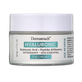 DERMATOUCH Hyaluronic Acid Eye Cream With Vitamin C, A, & E, Peptides, and Apricot, Daily Under Eye Moisturizer With Vitamins and Antioxidants, Clean 