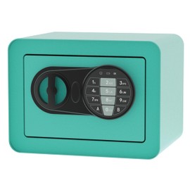 OUSURO Small Safe Box - Home Safe for Money Jewelry Documents, Solid Lock Box, Mini Security Box with Digital Electronic Security Keypad for Home Office Hotel (Tiffany Blue)