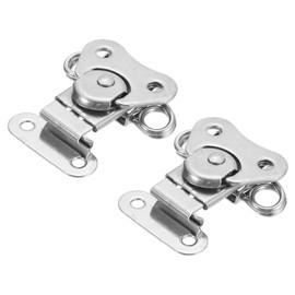 uxcell 2Pcs Butterfly Twist Latch, 2.36 Inch Stainless Steel Spring Loaded Twist Latch Keeper Toggle Clamp Butterfly Draw Latch for Case Box Suitcases Wooden Box, Silver