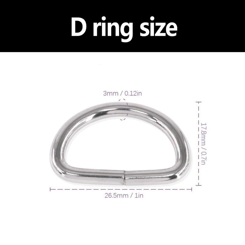 30 Pieces D Ring, Metal D-Ring Buckles, Metal Half Round