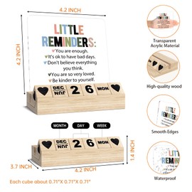 Inspirational Motivational Gifts, Wooden Block Calendar for Desk, Little Reminders You are Enough Sign, Employee Appreciation Gifts for Coworker, Positive Affirmations Acrylic Plaque