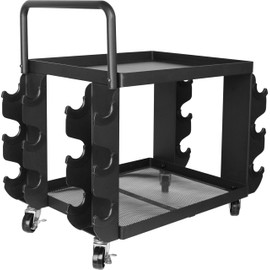 Dumbbell Rack Stand Only - Home Gym Equipment Storage Rack with Rubber Covers & Wheels - Compact Mobile Cart Design for Kettlebells, Yoga Mats & Fitness Gear