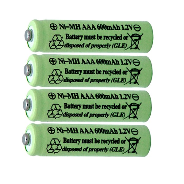 OXWINOU 1.2V AAA 600mAh NI-MH Rechargeable Battery for Outdoor Solar Lights,Garden Lights, Remotes, Mice (Green 4 PCS)