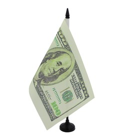 AZ FLAG - US Dollar Bills Table Flag 8.25 x 5.5 inches - Hundred Dollar Office Small Flag 100% Polyester with 25 cm stem and black plastic base