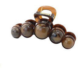 Brown Pearl Hair Clip, Large Acrylic Claw Clip Women Hair Accessory Elegant Design, Suitable for Fine or Thick Hair (Brown)