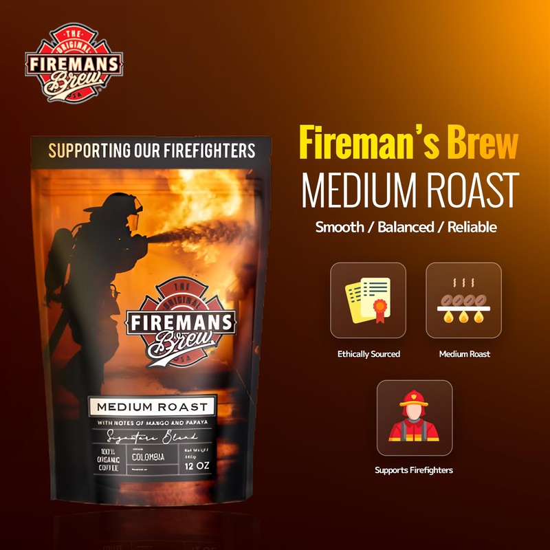 Firemans Brew Medium Roast Coffee – Bold & Robust Ground