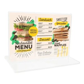Porta Menu Portafolletos Acrílico Horizontal 10.5x14cm                                                                                                