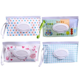 4PCS Baby Wipes Dispenser Travel Baby Wipe Holder Portable Wet Wipe Dispenser Bag Reusable Travel Baby Wipes Container Refillable Wet Wipe Carrying Case Holder Wet Wipe Pouch