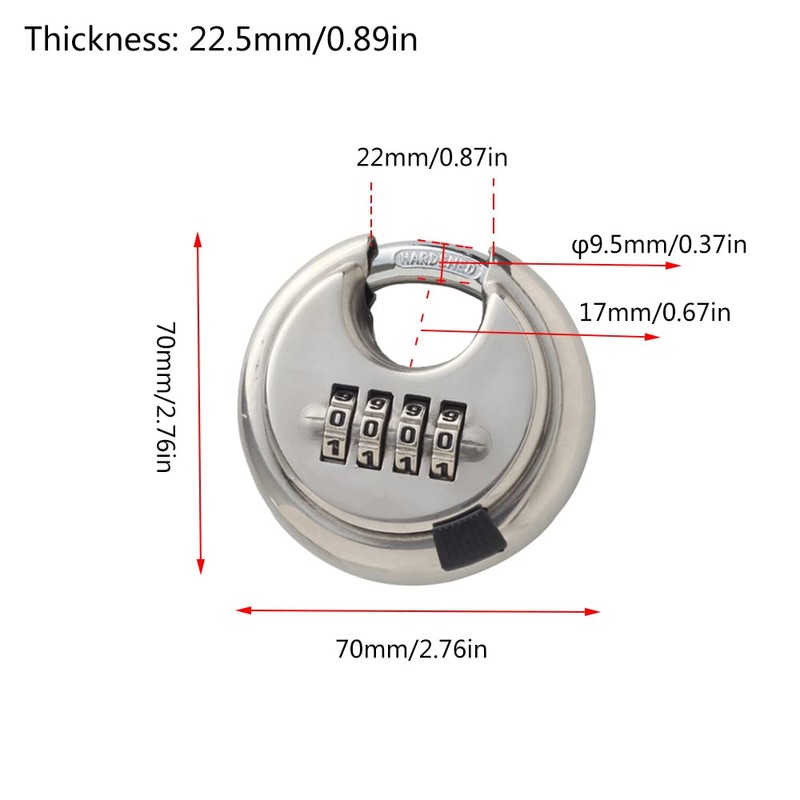 1 x Weatherproof Combination Lock, Outdoor Padlock with Closed Shackle