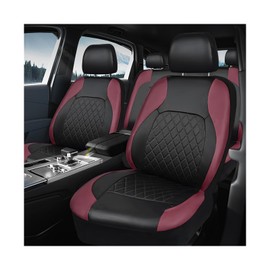 ZNDAW Leather Car Seat Covers Full Set, Luxury Breathable Front Rear Seat Cushion with Headrest Cover, All Season Waterproof Vehicle 5 Seats Protectors for Most Cars Trucks SUVs (Wine Red)