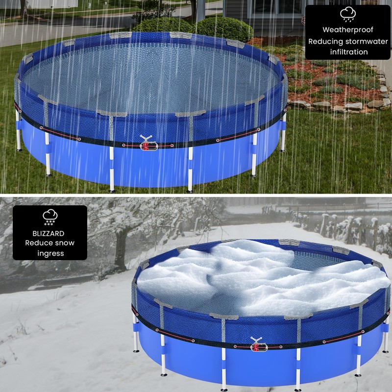 Waterproof Winter Pool Cover, Multifunctional Round Tarp for Above Ground