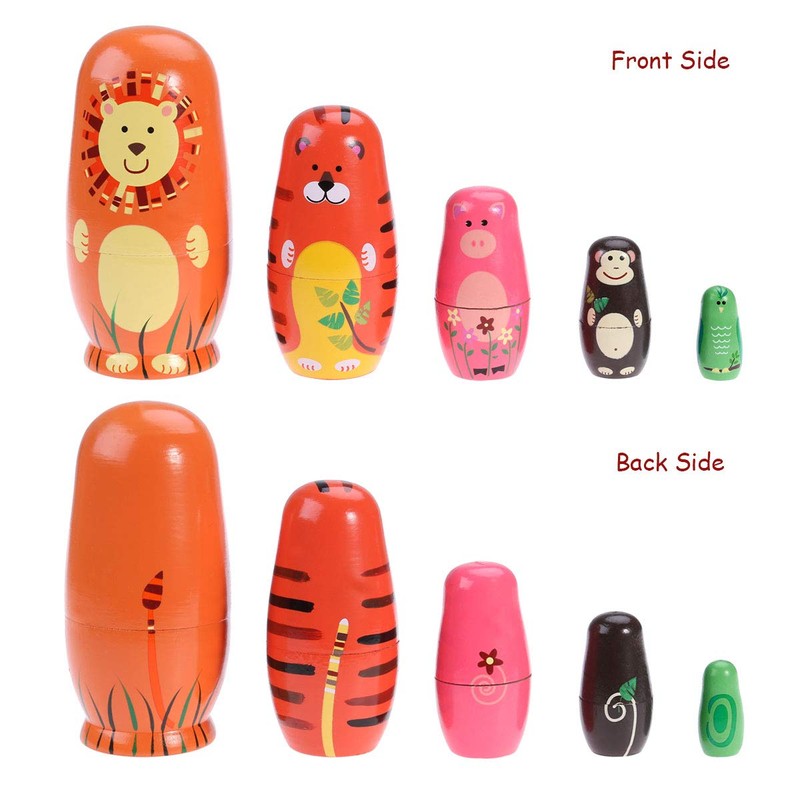 JOINPAYA 5PCS Animals Pattern Nesting Dolls: 5 Cute Animal Characters