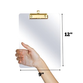 PERFORMORE 6 Pack of Plastic Clipboards, 12” x 9” Clear Acrylic Clipboards with Gold Clip, Durable Stylish Clipboard with Low Profile Clip, Perfect for Home School Classroom Office Events Seminars