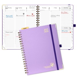 POPRUN Agenda 2025 2026 Daily Weekly and Monthly[B5-10" x 8" Wire-Bound Hard Cover] - Academic Planner (July 2025-June 2026) with Hourly Schedule, Monthly Calendars - Violet