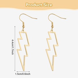 Lusofie Lightning Bolt Earrings Gold Lightning Earrings 80s Punk Flash Thunder Hook Earrings Dangle Earrings for 80's Party