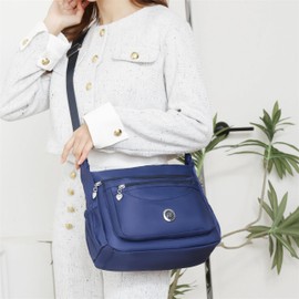 Fabuxry Crossbody Bags for Women Shoulder Handbag Multiple Pockets Travel Bag Ladies Purse(Blue)