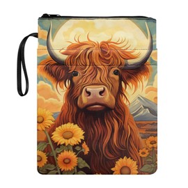 HELLHERO Highland Cow Book Cover for Paperbacks Hardcover Bible Softcover Book Sleeve Washable Book Protector Pouch for Women Men Teacher Student Travel Holiday Office Workout