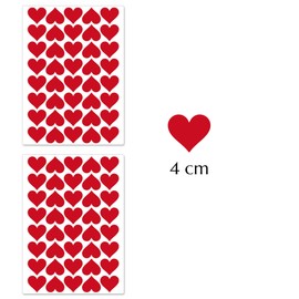 PREMYO Set of 80 Heart Wall Stickers Kids - Nursery Decor Easy to Apply - Decals for Bedrooms for Girls Boys Red