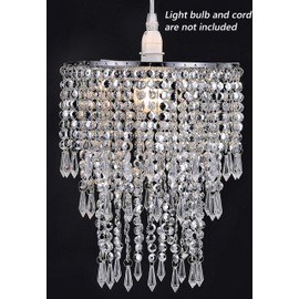 Waneway Chandelier Light Shade for Ceiling Pendant Light, Easy Fit Crystal Lamp Shade Lampshade for Bedroom, Living Room, Hallway, Wedding or Party Decoration, Diameter 22 cm, 3 Tiers, Multicolour