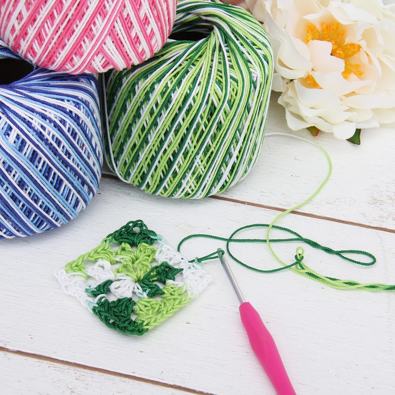 Threadart 100% Pure Cotton Multicolor Crochet Thread - Variegated Sunburst
