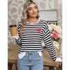 Allifewithu Womens Striped Sweaters Long Sleeve Crew Neck Pullovers Cute