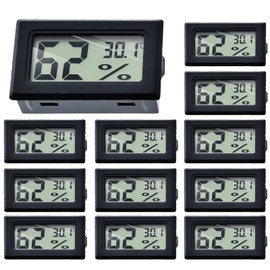 Set of 12 Digital Indoor Thermometer Hygrometer: WIYETY Mini LCD Digital Indoor Thermo-Hygrometer, Temperature Humidity Meter, Humidity Meter for Home, Office, Bedroom