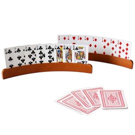 Pack of 2 Wooden Playing Card Holder 33 cm Card Holder Children Adults Seniors Hands-Free Playing Card Holder for Family Leisure Lessons