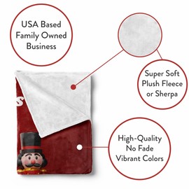 Custom Nutcracker Throw Blanket | Warm Fuzzy Christmas Blankets | Plush Fleece Sofa Throw | Christmas Bedding | Holiday Home Decor | Nutcracker Figures | Super Soft Couch Blanket (Fleece 50x60)
