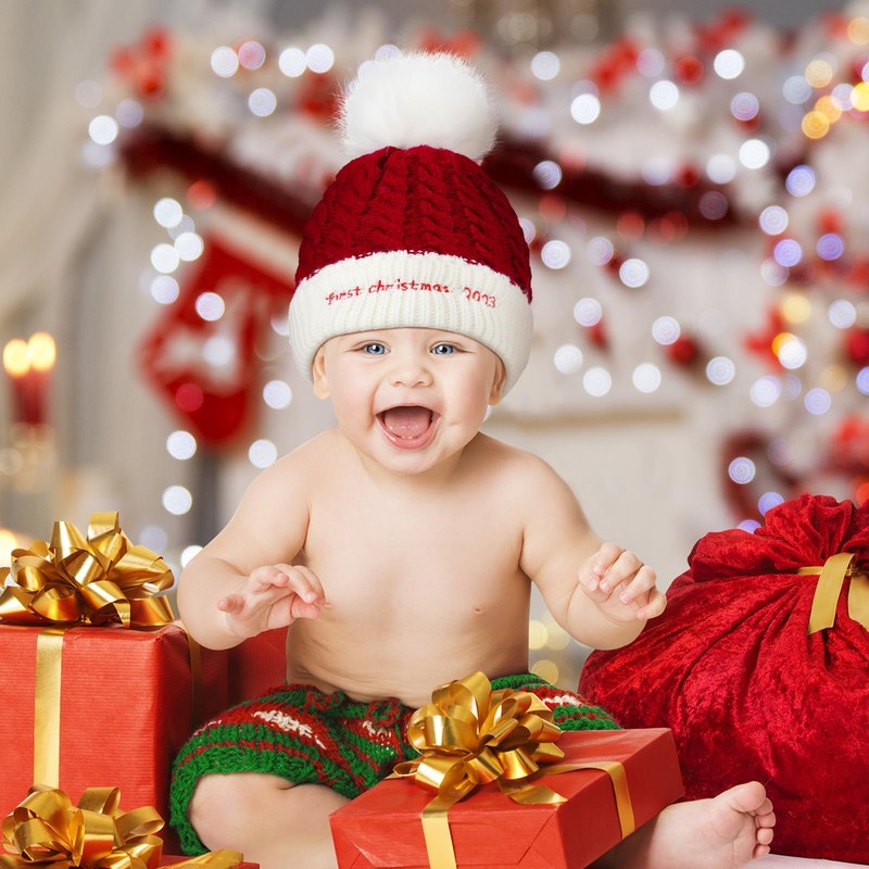 Jiuguva 2 Pcs Baby First Christmas Hat 2023 Newborn Santa
