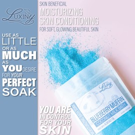 Luxiny Vegan Milk Bath Soak Made with Moisturizing Coconut Milk Powder & Sweet Almond Oil for a Bath Bomb Dust Soothing Fizz & Relaxing Soak, 8 oz. (Blueberry Muffin)