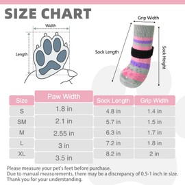 KOOLTAIL Anti Slip Dog Socks for Hardwood Floors to Prevent Licking Paws with Grippers, 2 Pairs Paw Protector, Double Sides Stripe Dog Shoes Toe Grips for Small Medium Large Senior Dogs SM