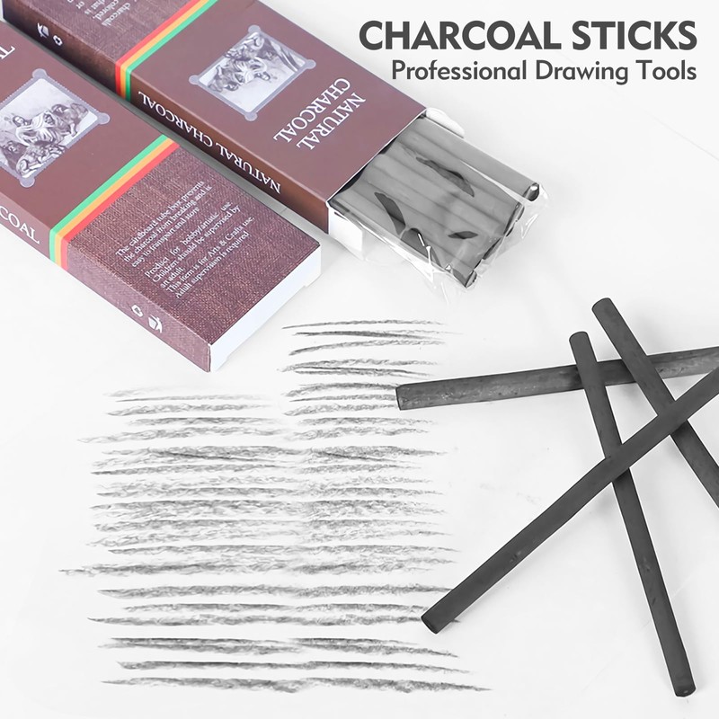 10PCS Charcoal Sticks, 5-7mm Black Willow Charcoal, Drawing Tools Charcoal