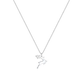 Elli Women's Necklace Deer Reindeer Pendant Playful in 925 Sterling Silver, Facet cut, No Gemstone