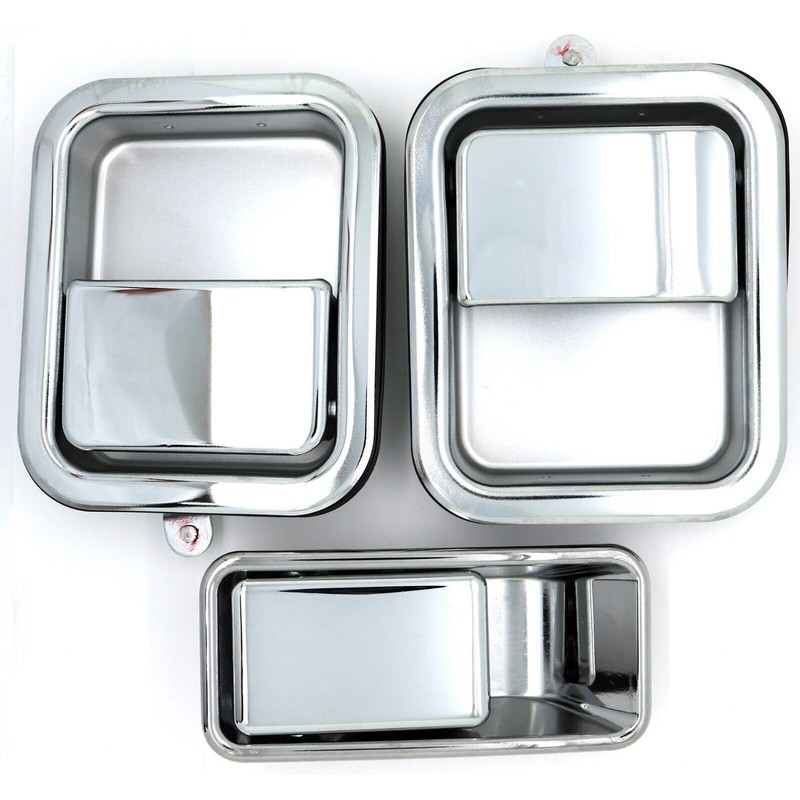 Chrome Outside Exterior Full Door Handles 3-PC Set Includes Driver