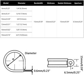 15PCS Rubber Lined P Clips Hose Pipe Clamp Stainless Steel for Tube Pipe or Wire Cord
