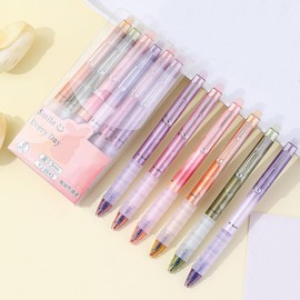 MOZXIRZ 6 Pcs Erasable Gel Ink Pens Retractable Pens 0.5mm Blue Ink Pen Office School Pens Cute Aesthetic Pens Women Girls Pens (Blue Ink-Colorful)