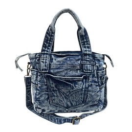 Jeans Denim Bag Shoulder Bag Canvas Bag Retro Shoulder Bag Shopper Unisex, A dark blue