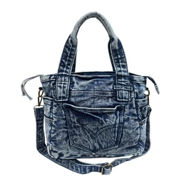 Jeans Denim Bag Shoulder Bag Canvas Bag Retro Shoulder Bag Shopper Unisex, A dark blue