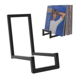 YSUFAGNR 2-in-1 Tabletop Record Stand, Metal, Large Capacity, Holds 40-50 Cards, 2-Way Adjustable, Anti-Slip Pad Included, Album Display, Books, Magazines, Exhibition Stand