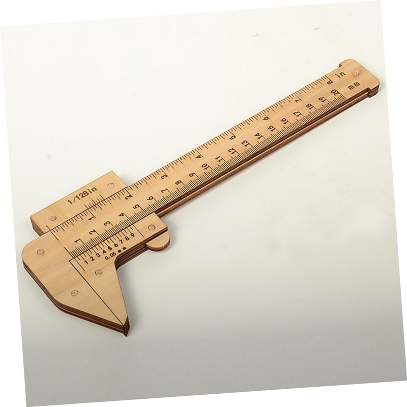 GLEAVI Wood Caliper Measuring Ruler Portable Straight Ruler for Students