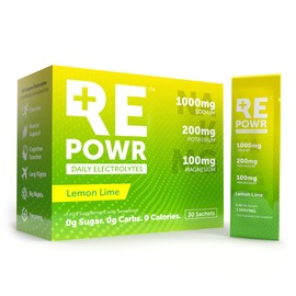 REPOWR Daily Electrolytes - Lemon Lime Flavour | Sugar-Free Electrolyte Powder Sachets | Hydration for Healthy Diets, Fasting and Exercise | 30 Sachets