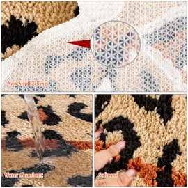 YulyreZome Leopard Bath Mat for Bathroom, Funny Cute Brown Tiger Leopard Cartoon Bathroom Rug Non-Slip Animal Door Mat Washable Absorbent Bathtub Plush Microfiber Decor Shower Rugs