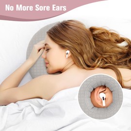 RoamReady Ear Piercing Pillow for Side Sleepers, Ear Pillows with Holes for Ear Pain, Ear Inflammation Pressure Sores, Cotton Earring Pillow for CNH Side Sleepers