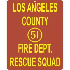 Emergency 51 1970's TV show nostalgic LARGE 12" x 15" metal fire department sign