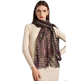 SEECOSY 100% Lambswool Lightweight Stole and Wrap - Pattern Large Soft Warm Shawl, Gift for Women and Men