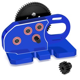 OGRC 2.Low Transmission 30% Overdrive Complete Gearbox with Skid Plate and 15T Motor Pinion for 1/10 Axial SCX10 I II RC Crawler Parts (Blue)